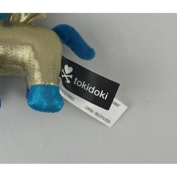 Tokidoki Cleo Unicorno Gold Blue Unicorn 5" Key Chain Plush by Aurora - Picture 5 of 5